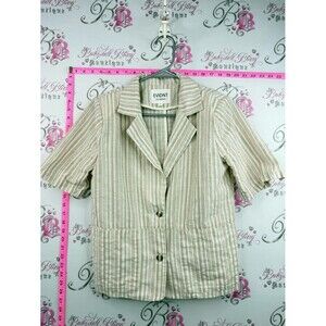 Evidnt blazer T-shirt style Beige Striped Short-Sleeve Notch Collar Blazer